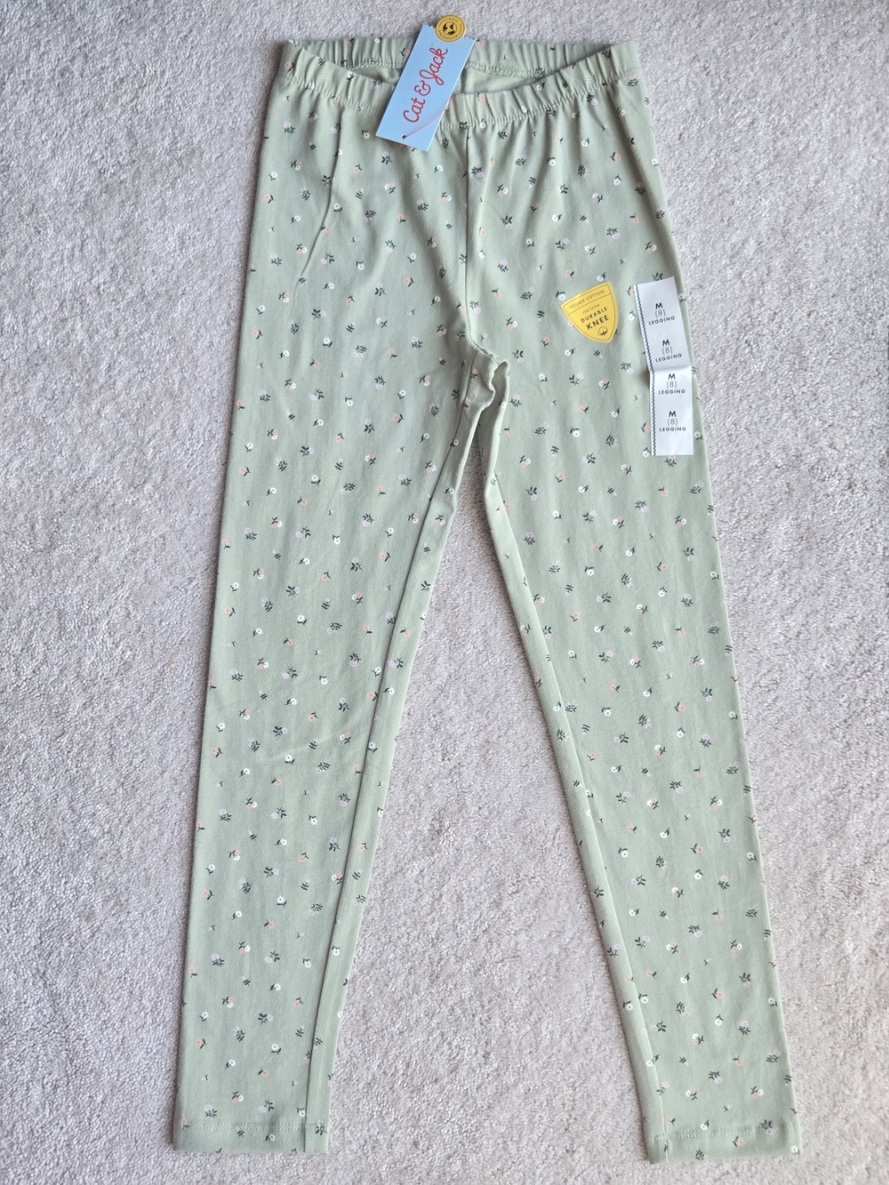 Cat & Jack Light Green Floral Print Leggings